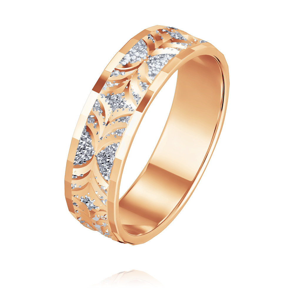 Кольцо кольцо обручальное с алмазной гранью из золота