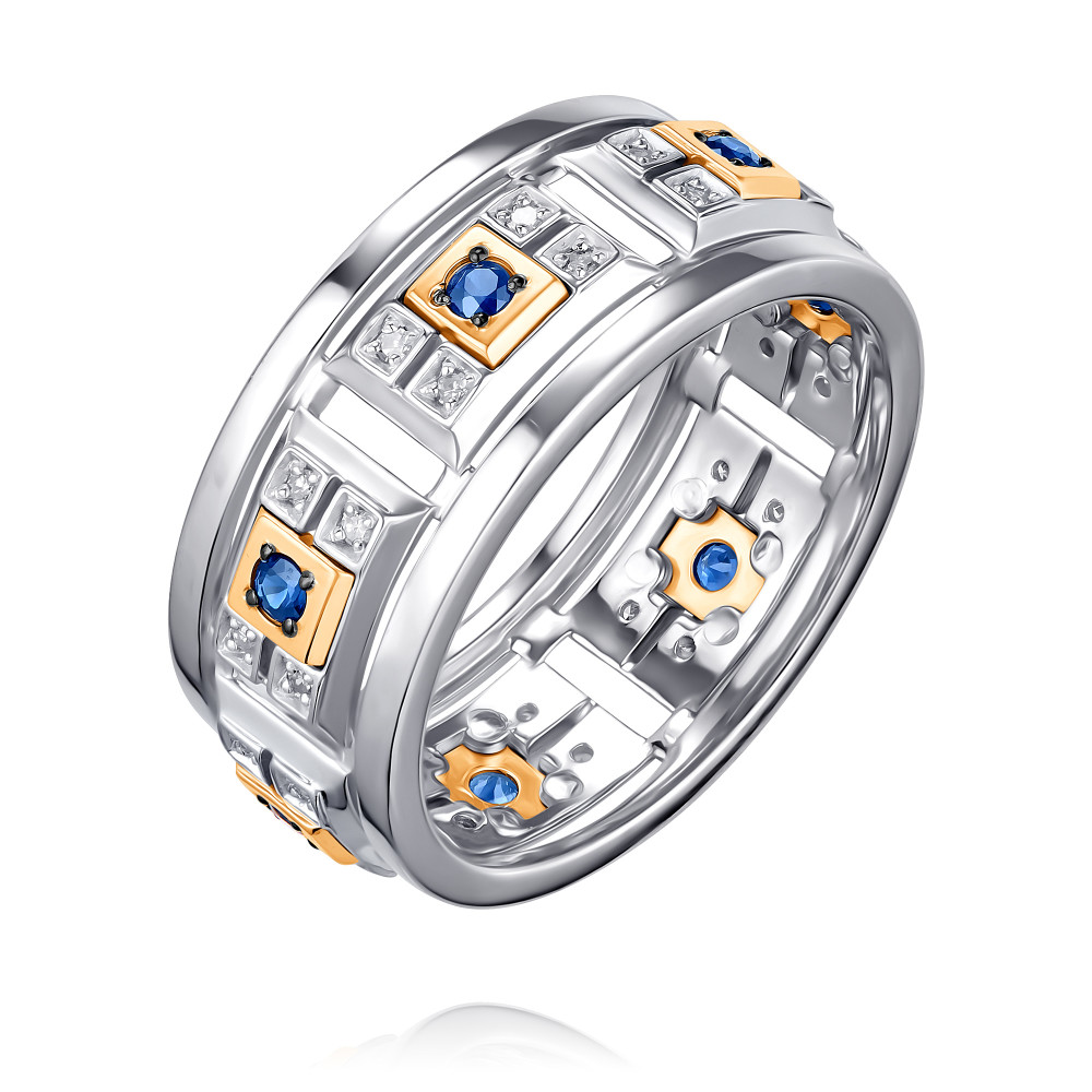 Кольцо колье с лунным камнем лабрадоритами и бриллиантами из жёлтого золота
