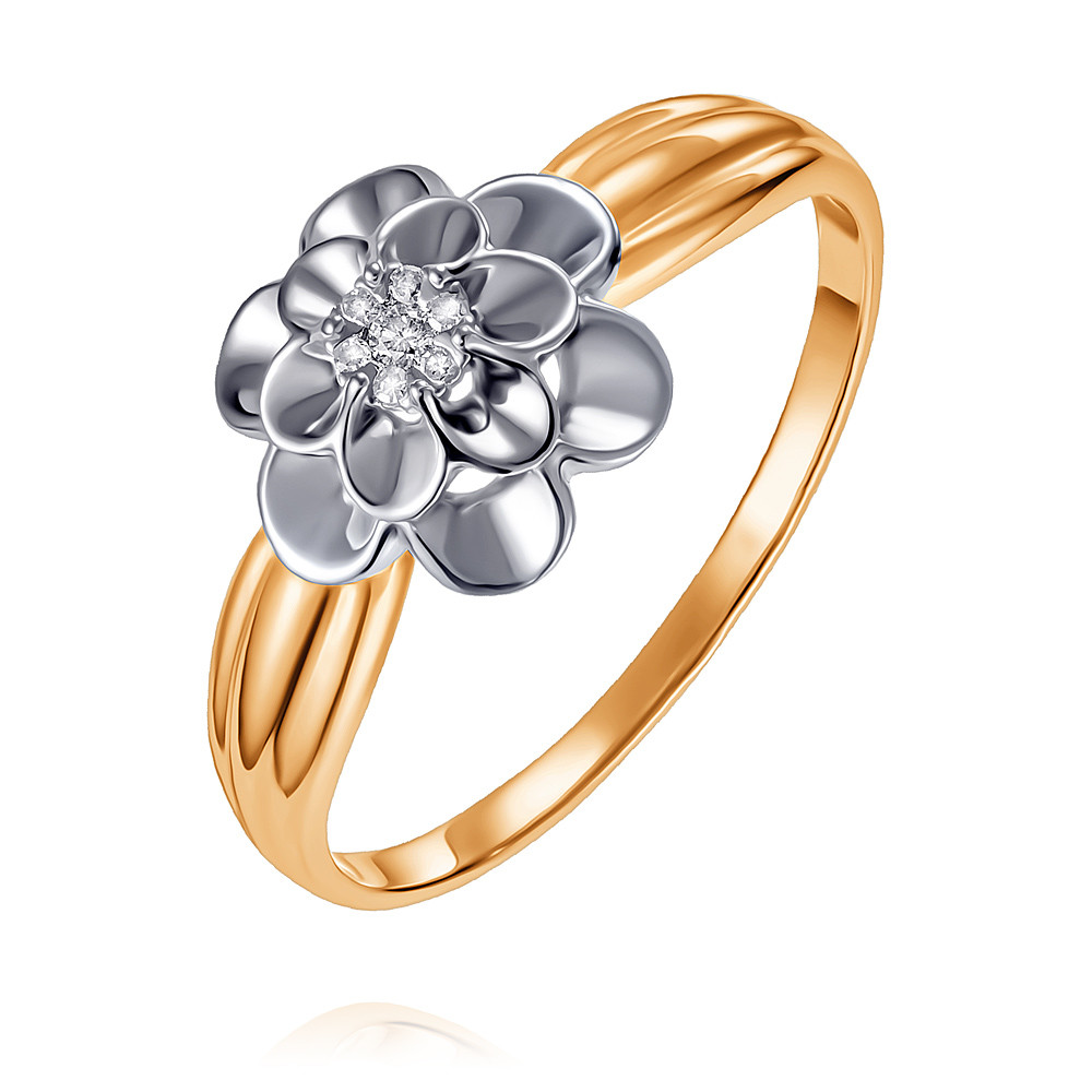 Кольцо кольцо из белого золота с бриллиантами и кварцем