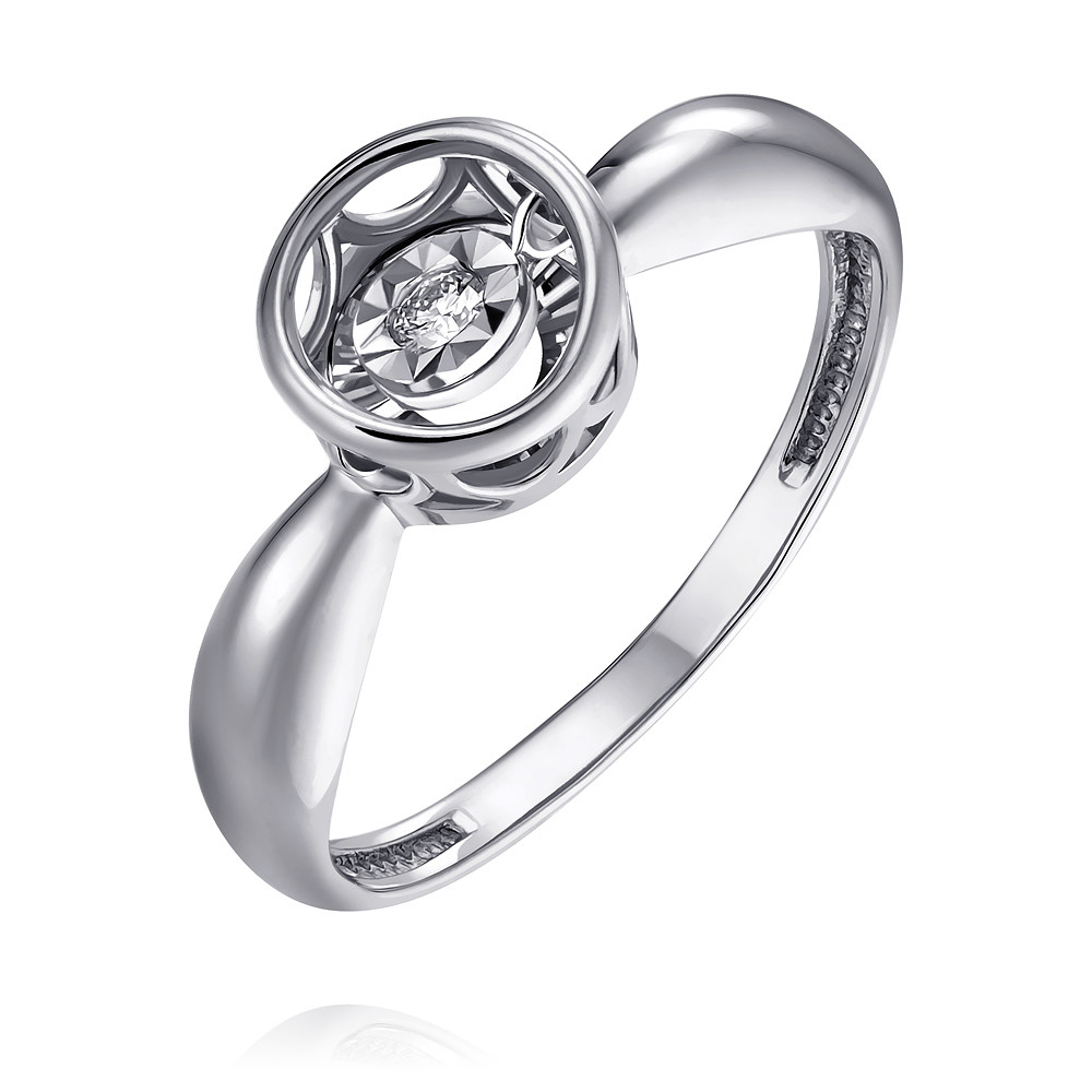 Купить кольцо из белого золота 585 пробы с бриллиантом в Москве в интернет-магазине, цена от 42970, артикул 15028941/01-А512Д-41